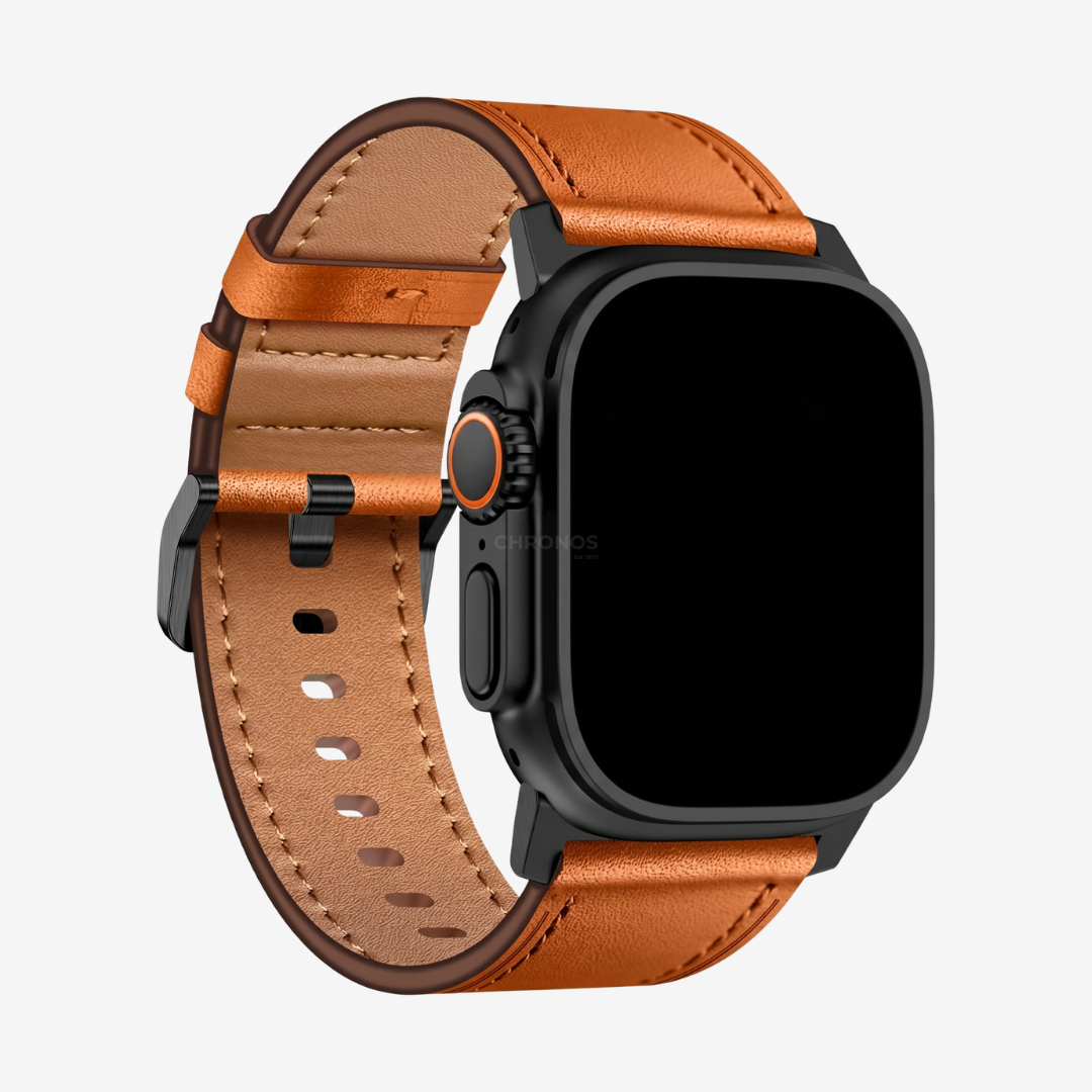 Wilderness Leather Band - Light Brown / Black / 44mm/45mm/46mm/49mm - Watch Band