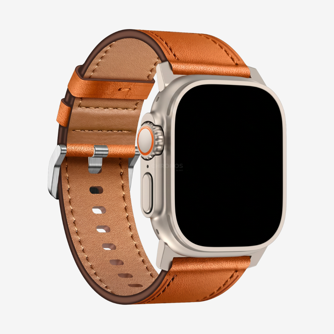 Wilderness Leather Band - Light Brown / Titanium / 44mm/45mm/46mm/49mm - Watch Band