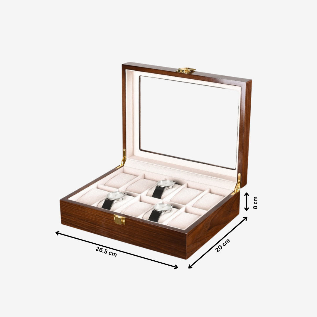 Boîte à montres - Bois classique - 10 emplacements - Boîte à montres