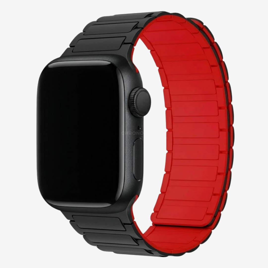 Apple Watch Band - Magnetic Silicone Band - Black Red / 38MM / 40MM / 41MM / 42MM-S10/S11 - Watch Band