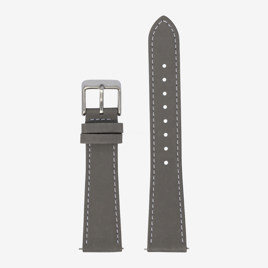 Apple Watch Band - Nubuck Leather - Grey | White Stitching - Watch Band
