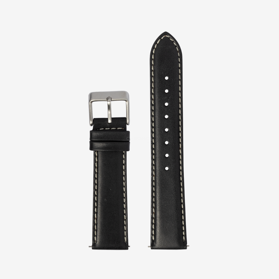 Apple Watch Band - Padded Leather - Black | White Stitching - Watch Band