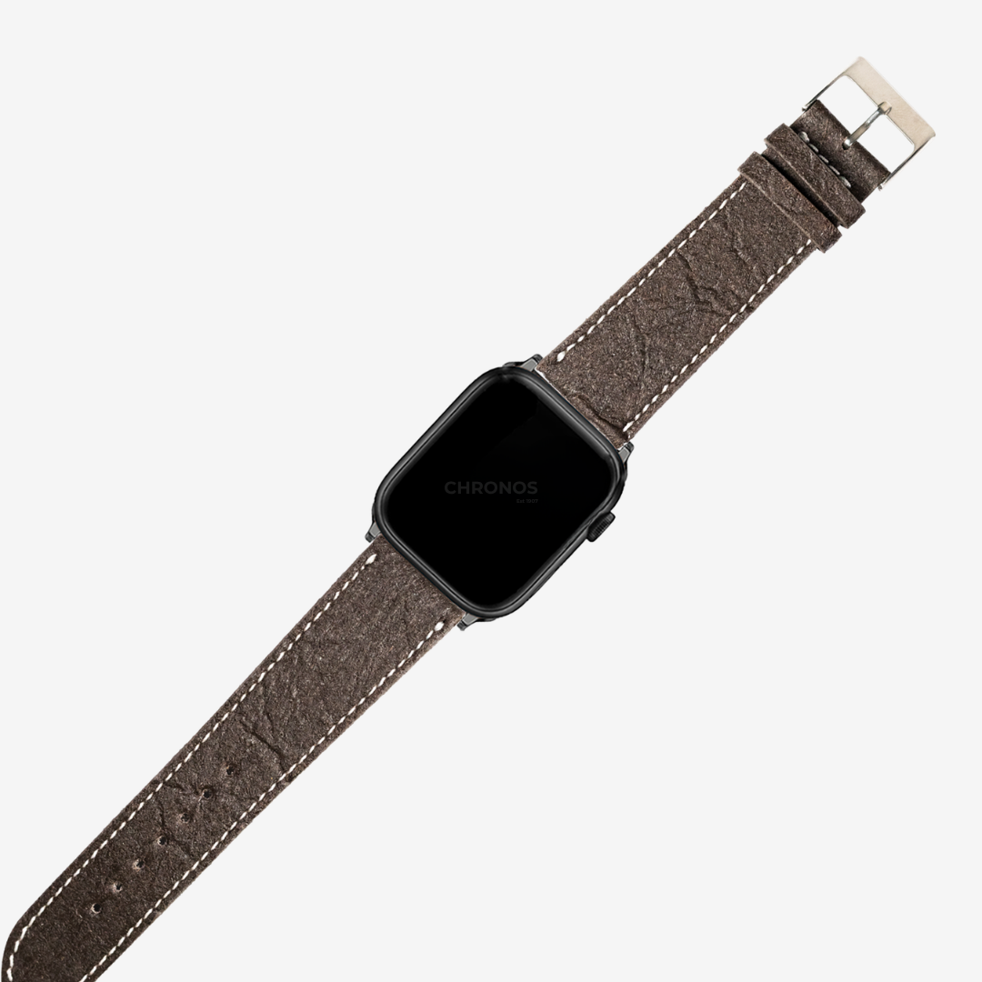 Apple Watch Band - Pineapple Vegan Leather - Dark Brown | White Stitching - Watch Band