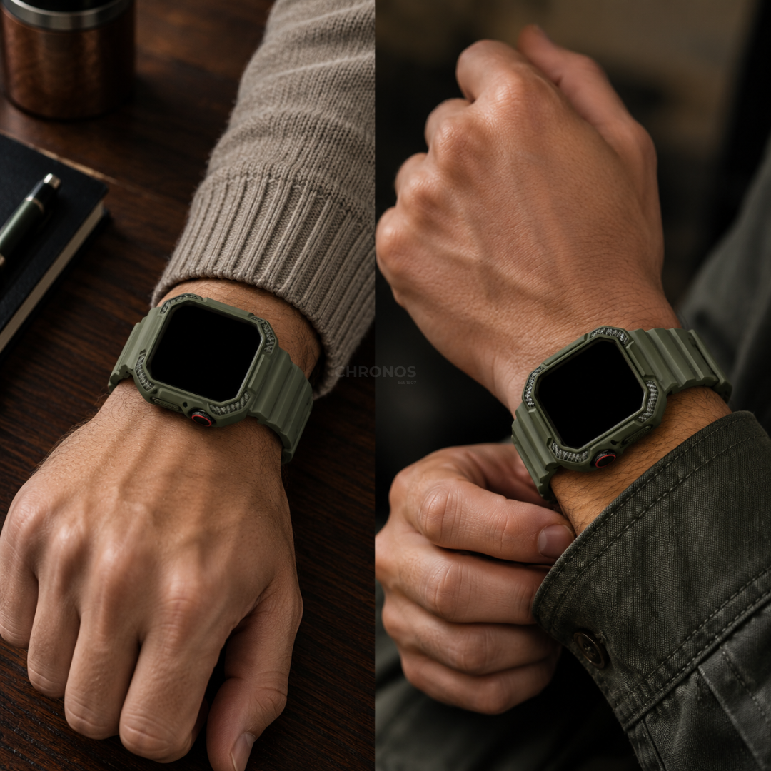 Apple Watch Band - Rugged Silicone Band + Case - Watch Case
