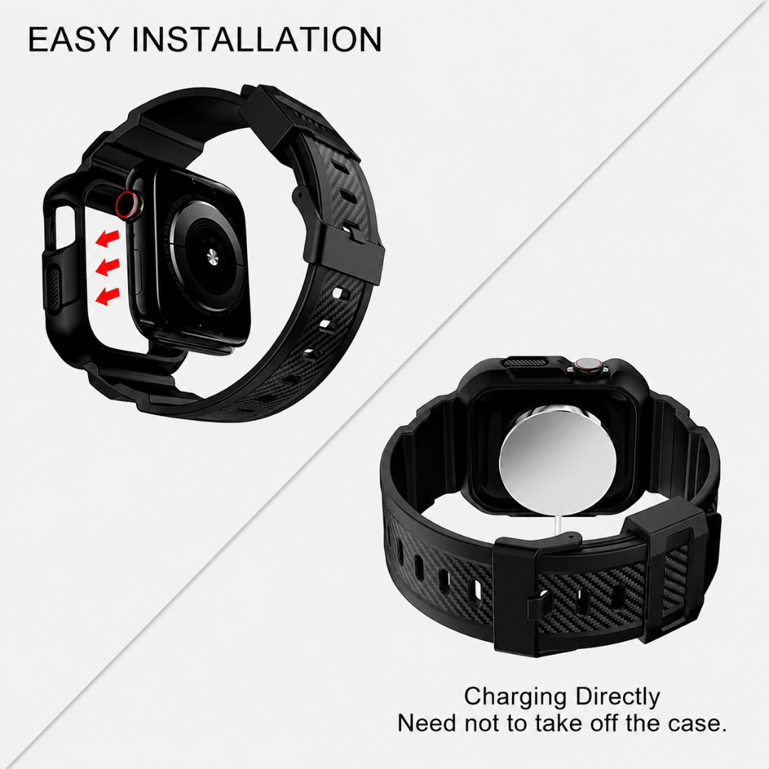 Apple Watch Band - Rugged Silicone Band + Case - Watch Case