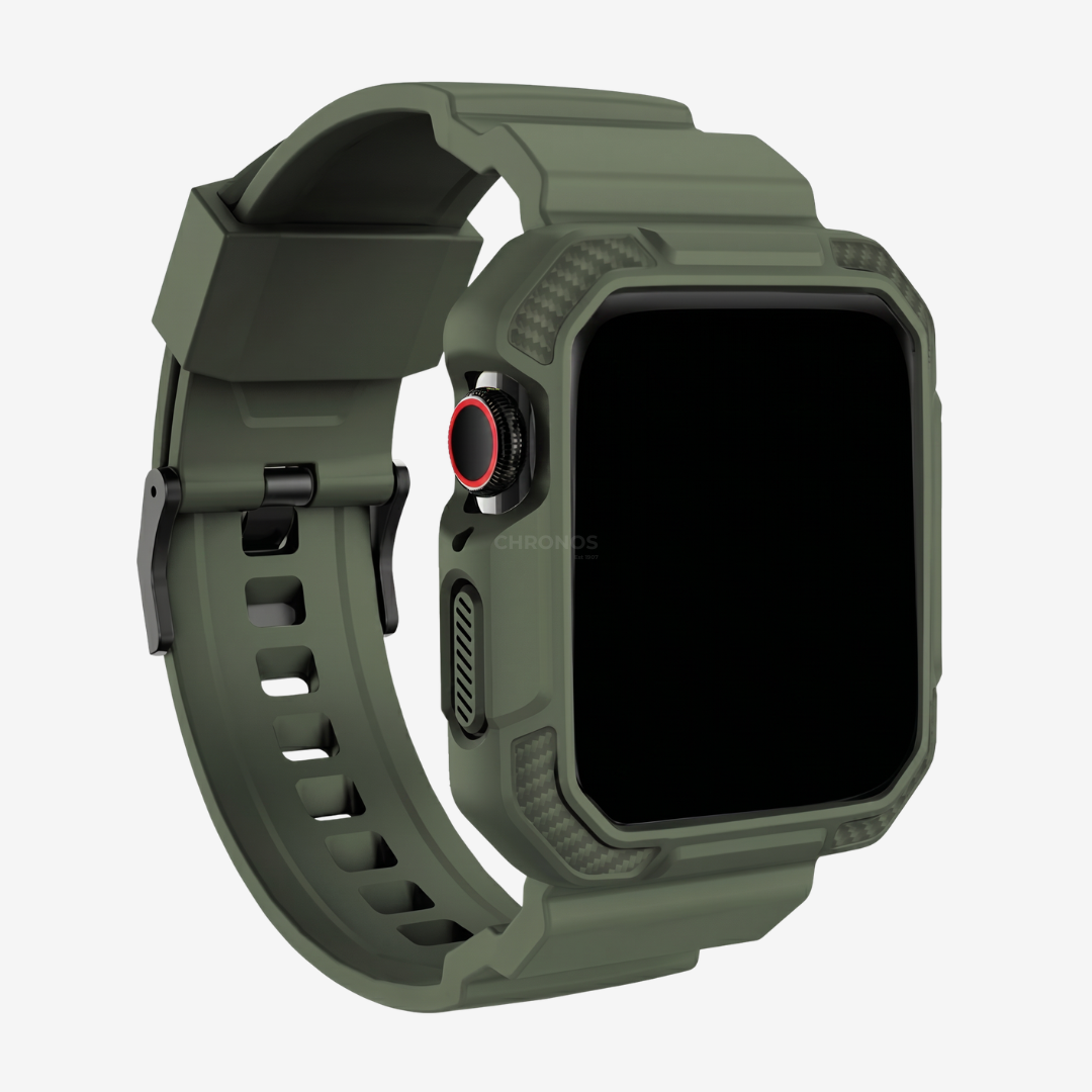 Apple Watch Band - Rugged Silicone Band + Case - Army Green / 38mm - Watch Case
