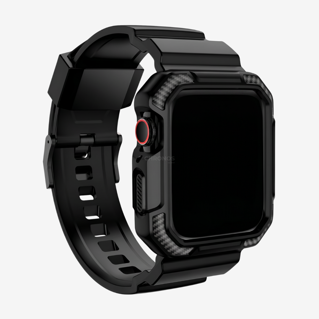 Apple Watch Band - Rugged Silicone Band + Case - Black / 38mm - Watch Case
