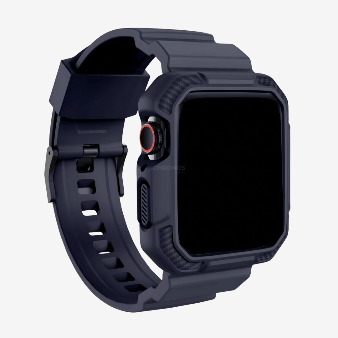 Apple Watch Band - Rugged Silicone Band + Case - Dark Blue / 38mm - Watch Case