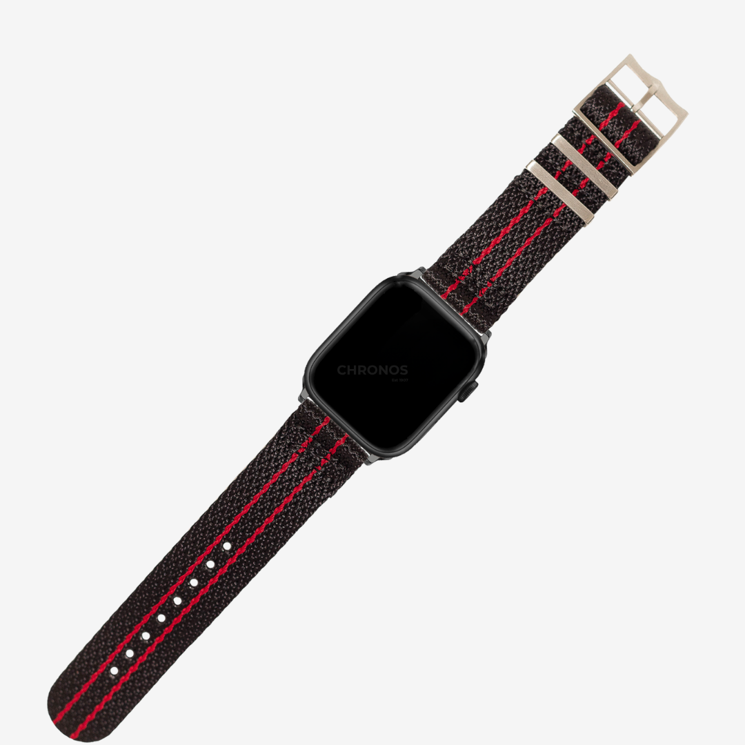 Apple Watch Band - Sharktooth Militex - Black | Red Lines - Watch Band