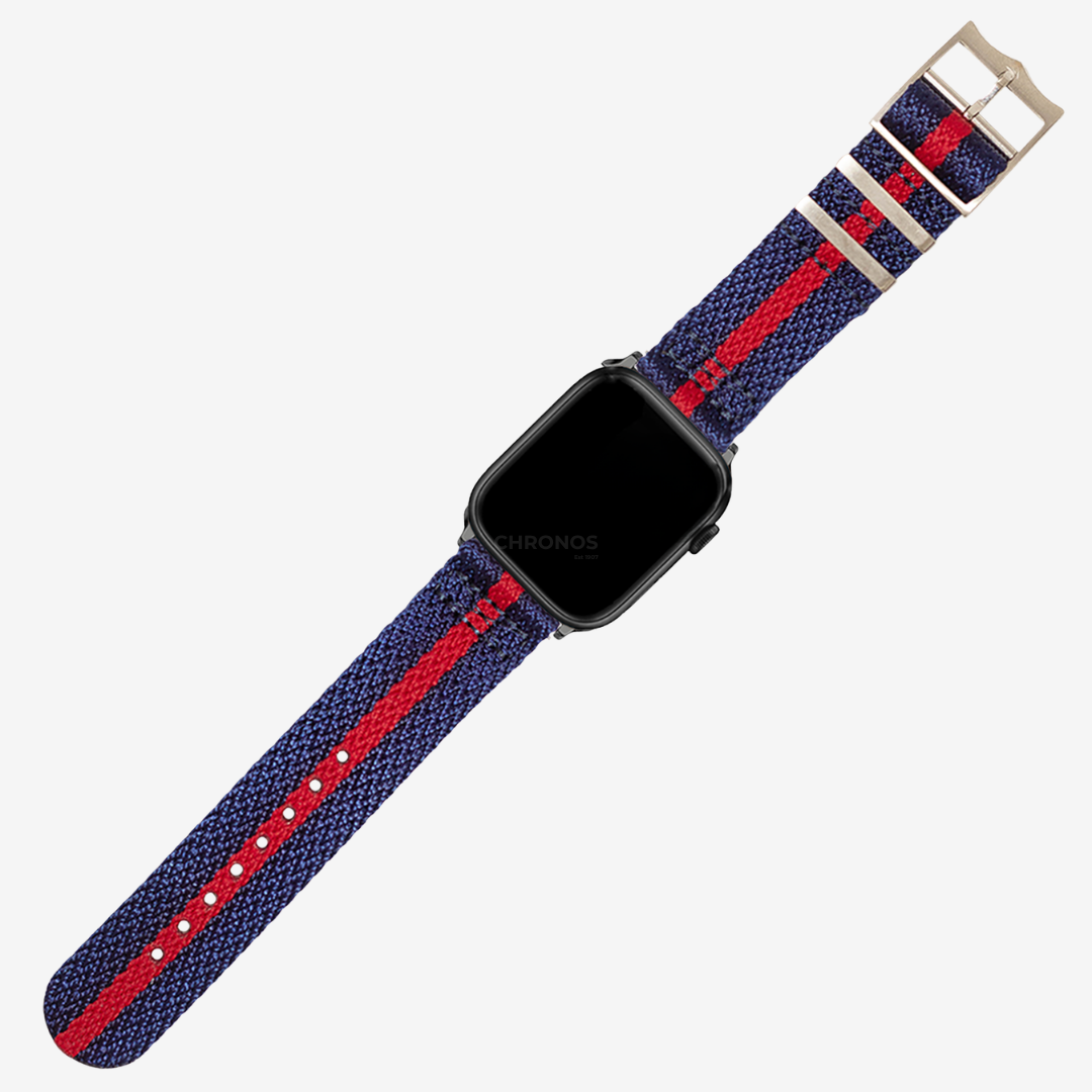 Apple Watch Band - Sharktooth Militex - Blue | Red Stripe - Watch Band