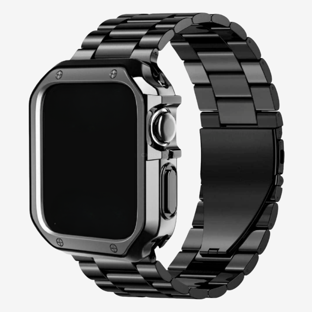 Apple Watch Band - Stainless Steel Band + Case - Black / 38MM - Watch Case