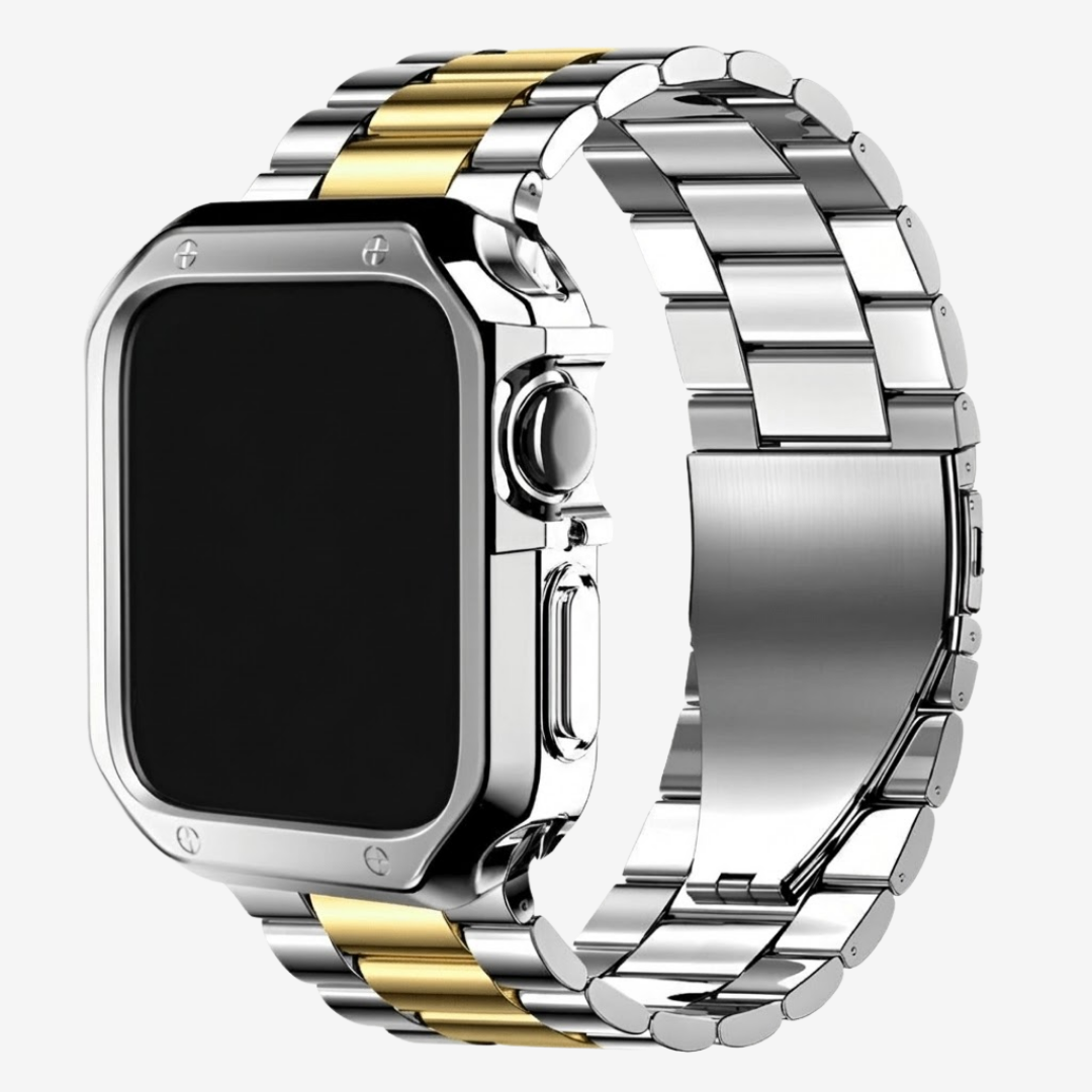 Apple Watch Band - Stainless Steel Band + Case - Silver Gold / 38MM - Watch Case