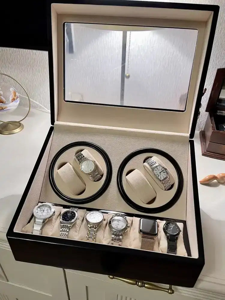 Open watch winder box.