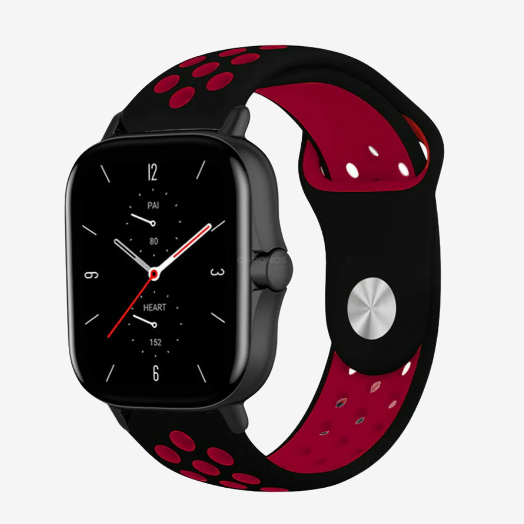 Coros Watch Band - Breathable Silicone - Black Red - Watch Band