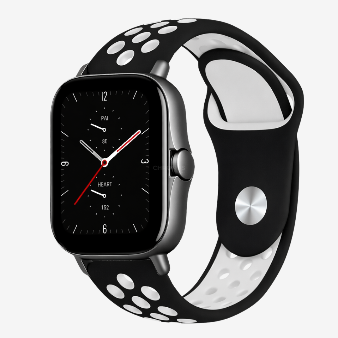 Coros Watch Band - Breathable Silicone - Black White - Watch Band
