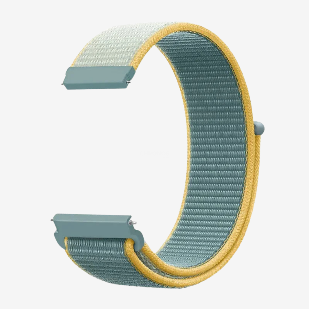 Coros Watch Band - Comfort Nylon Loop - Teal Green Yellow - Watch Band