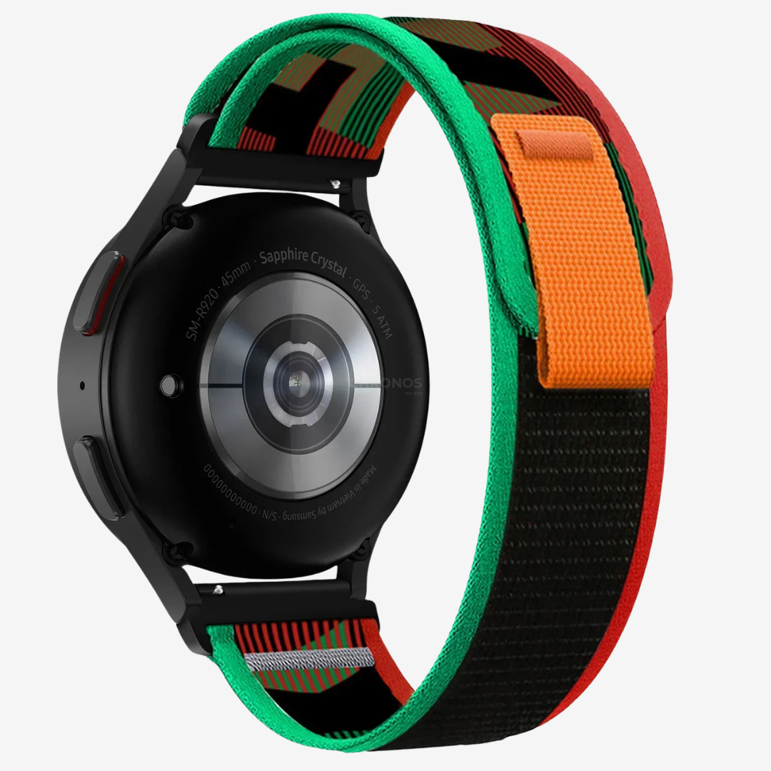 Coros Watch Band - Durable Nylon Loop - Black Geometric - Watch Band