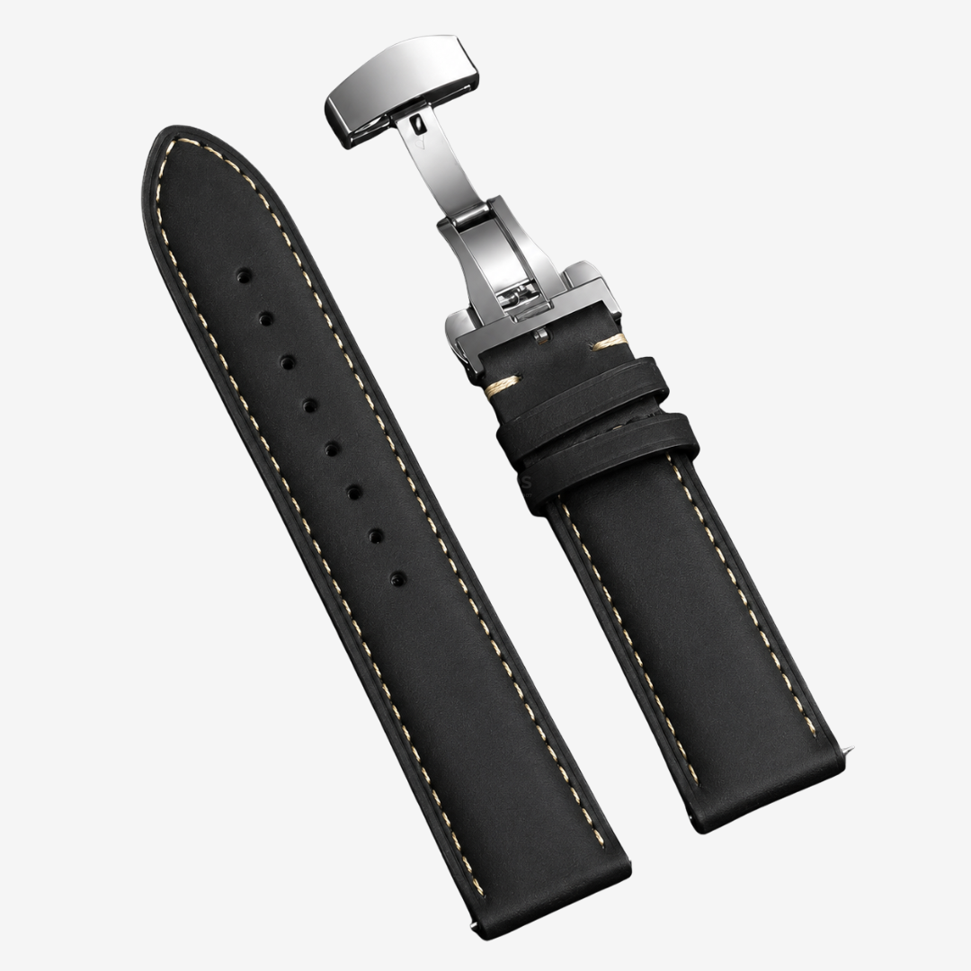 Coros Watch Band - Genuine Calfskin Leather - Black - Watch Band