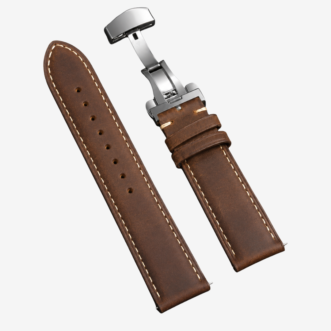Coros Watch Band - Genuine Calfskin Leather - Dark Brown - Watch Band