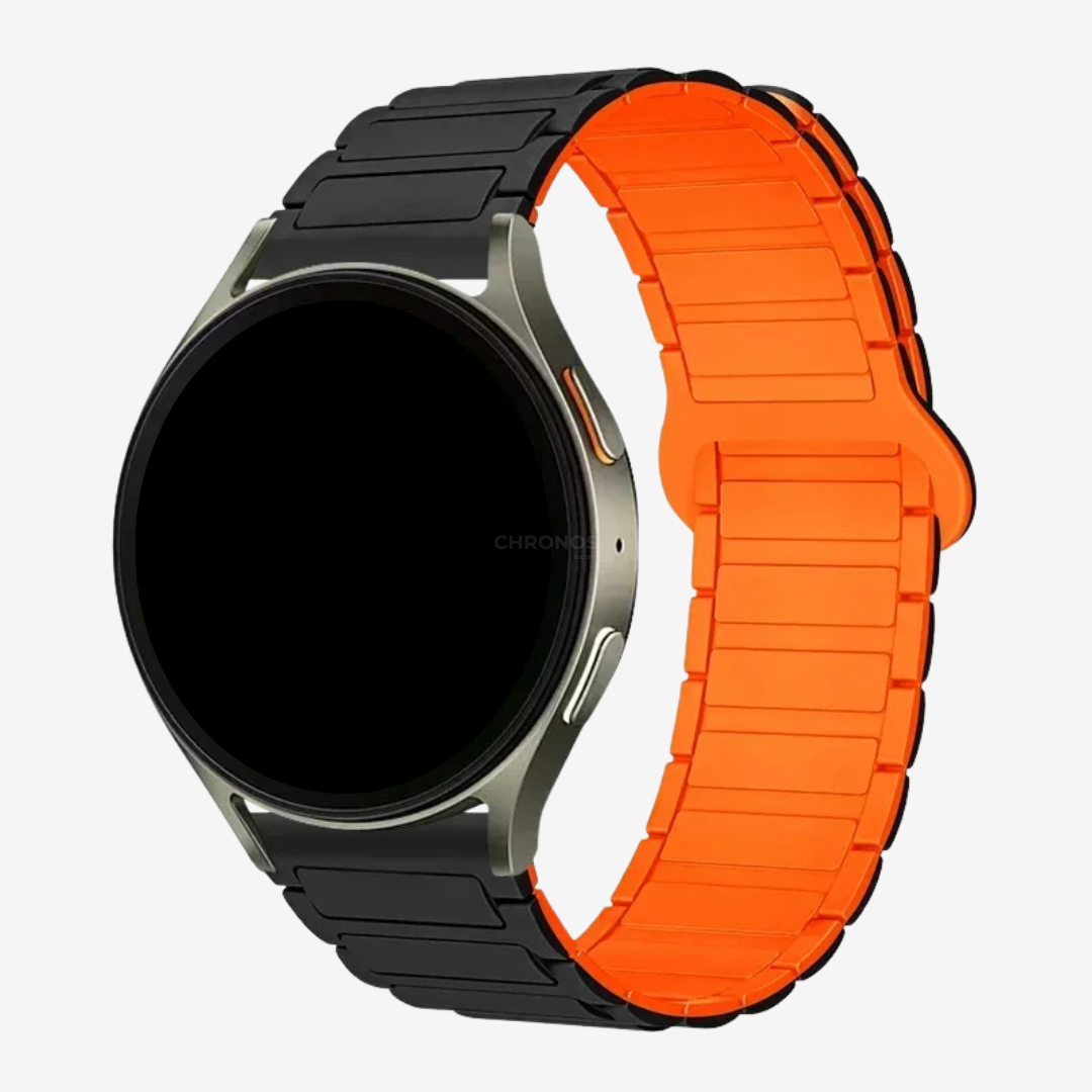 Coros Watch Band - Magnetic Silicone - Black Orange - Watch Band