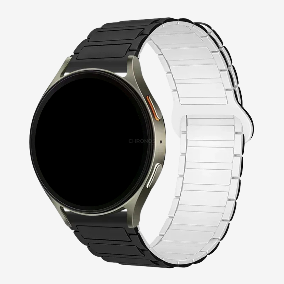 Coros Watch Band - Magnetic Silicone - Black White - Watch Band