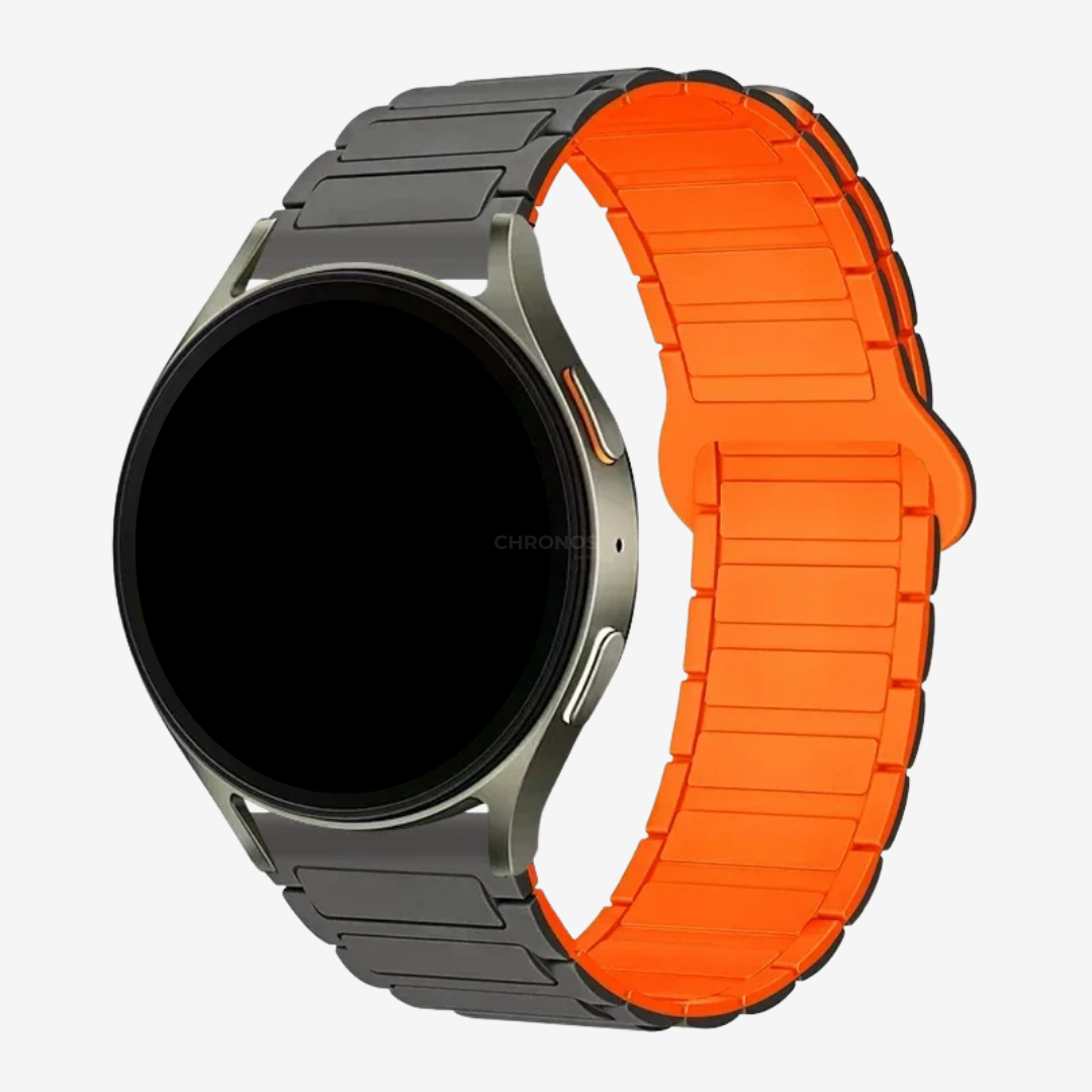 Coros Watch Band - Magnetic Silicone - Grey Orange - Watch Band
