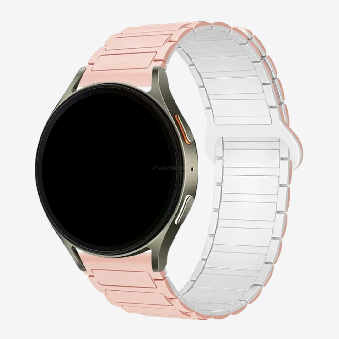 Coros Watch Band - Magnetic Silicone - Pink White - Watch Band