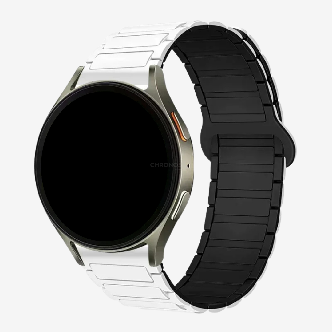 Coros Watch Band - Magnetic Silicone - White Black - Watch Band