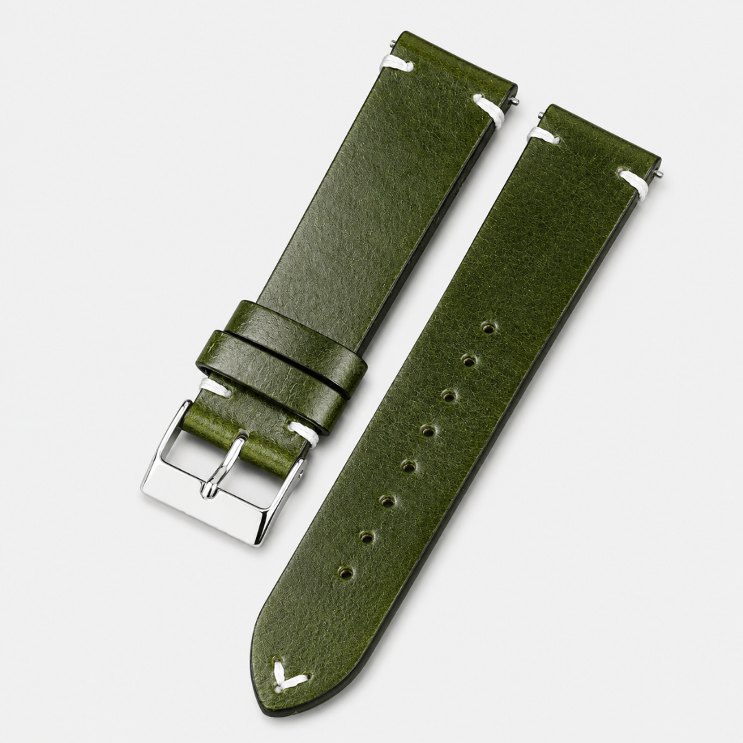 Coros Watch Band - Retro Oil Wax Leather - Green - Watch Band
