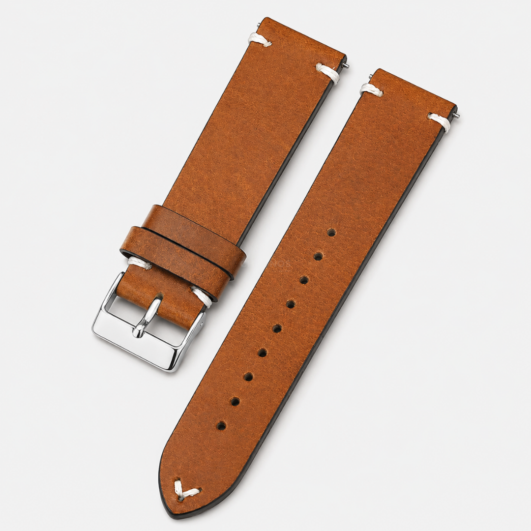 Coros Watch Band - Retro Oil Wax Leather - Light Brown - Watch Band