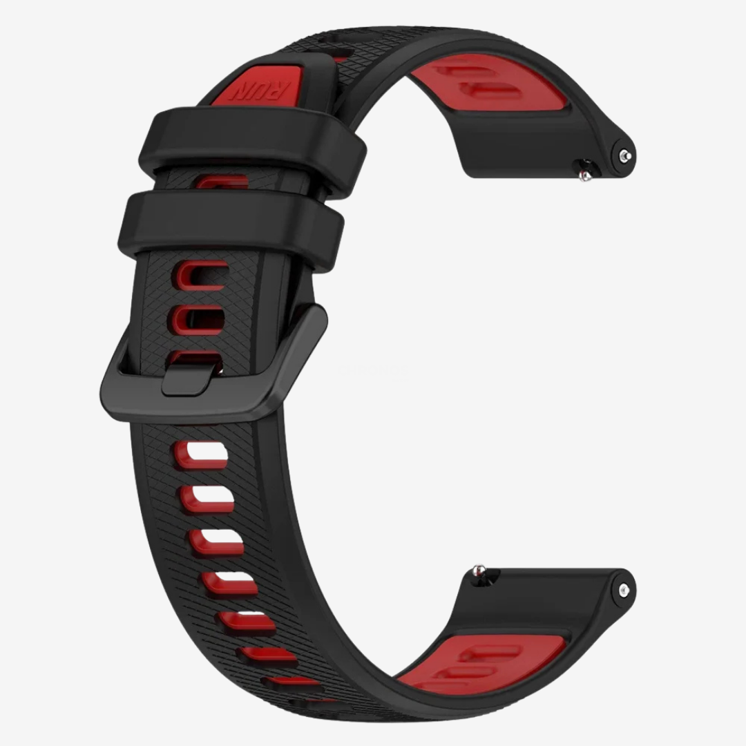 Coros Watch Band - Silicone Sport - Black Red - Watch Band