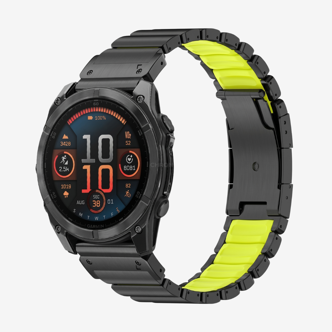 Garmin QuickFit GEMINI Titanium Band - Black Neon Green / 22mm - Watch Band