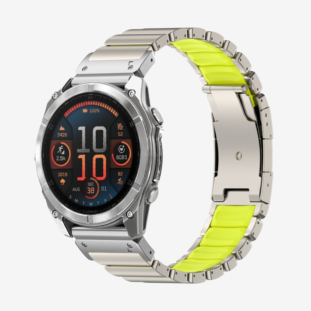 Garmin QuickFit GEMINI Titanium Band - Titanium Neon Green / 22mm - Watch Band