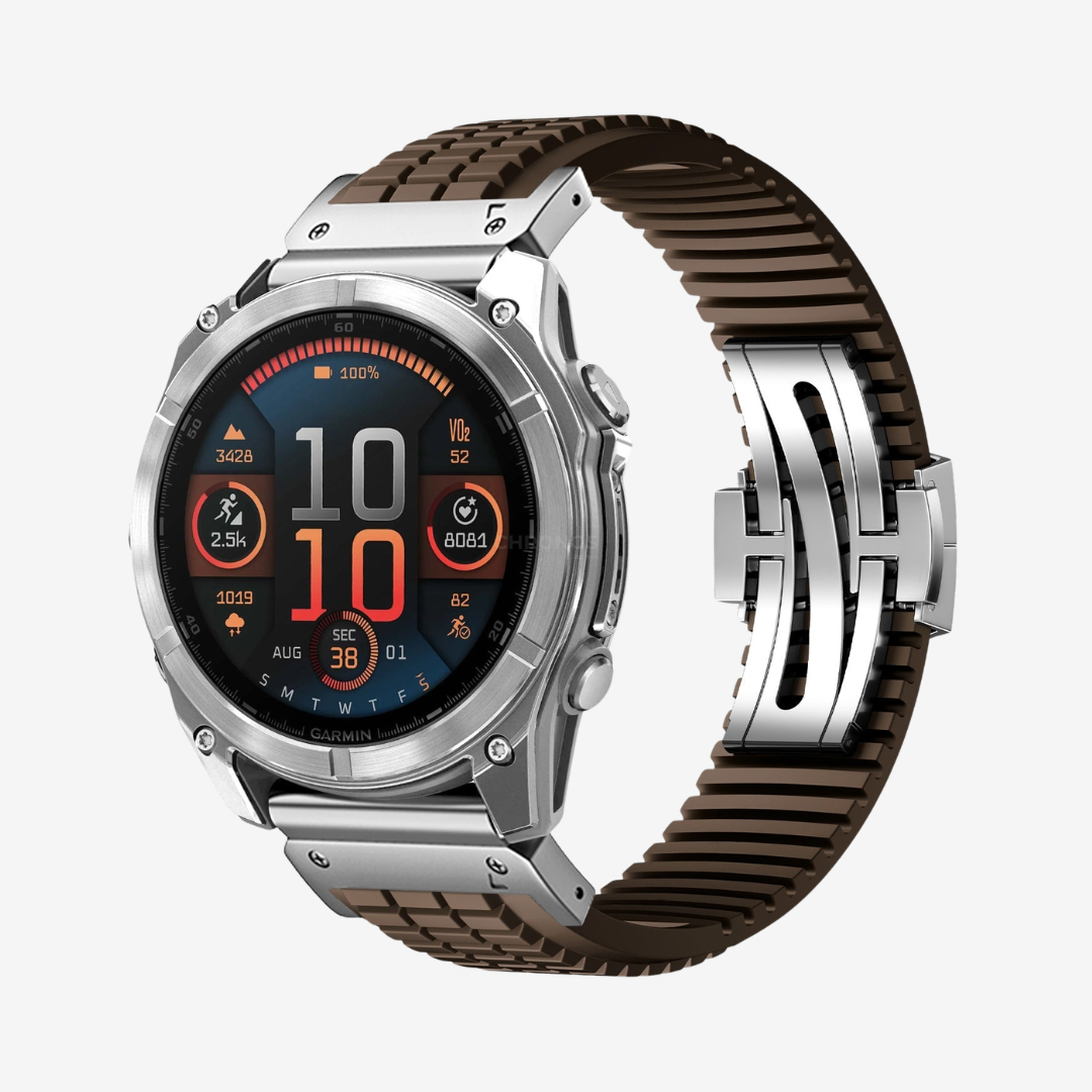 Garmin QuickFit GR Modern Band Upgraded Version - Brown-Silver / 22mm - Watch Band