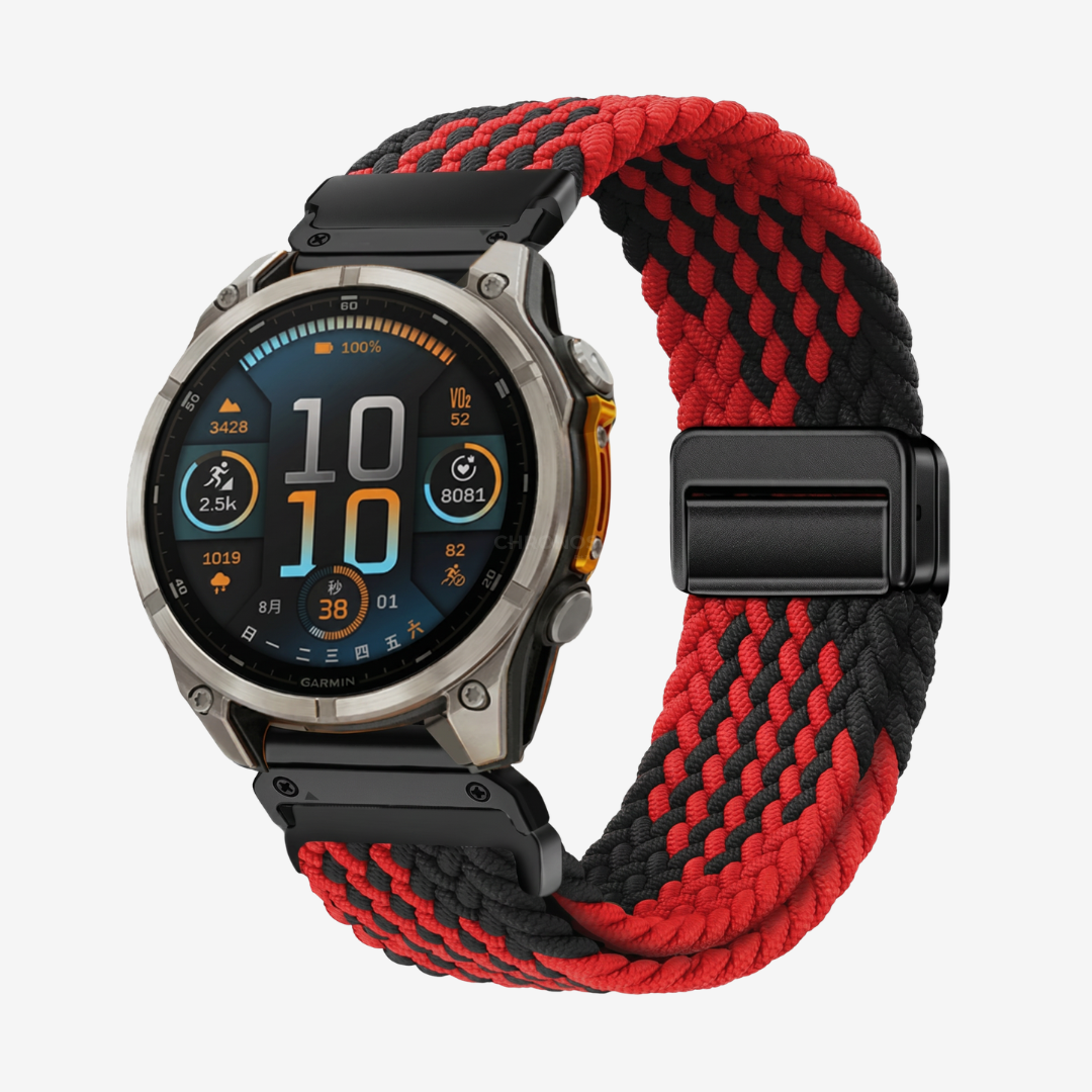 Garmin QuickFit Magnetic Buckle Nylon Band - Black Red / 20mm - Watch Band