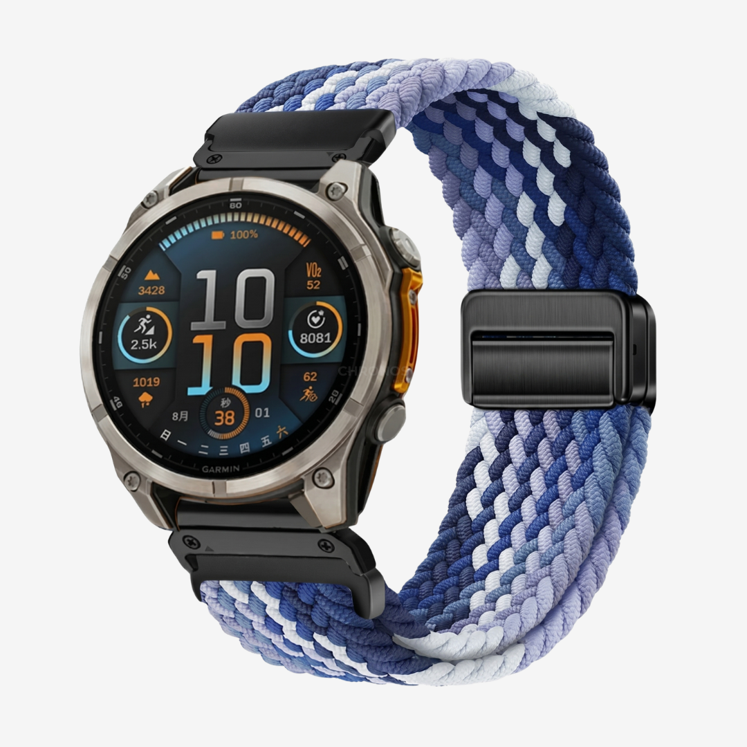 Garmin QuickFit Magnetic Buckle Nylon Band - Blue White / 20mm - Watch Band