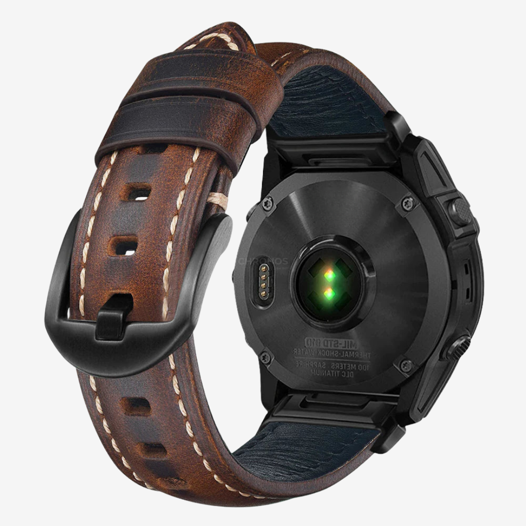 Garmin QuickFit Nappa Leather Band - Dark Brown / Black / 20mm - Watch Band