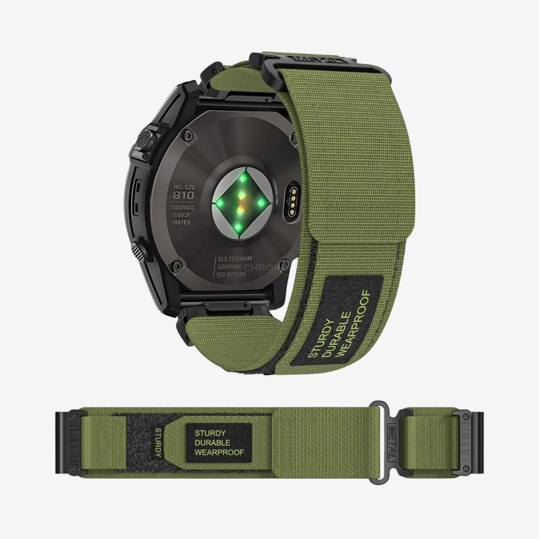 Garmin QuickFit Nylon Canvas Loop Velcro Band - Green / 22mm - Watch Band