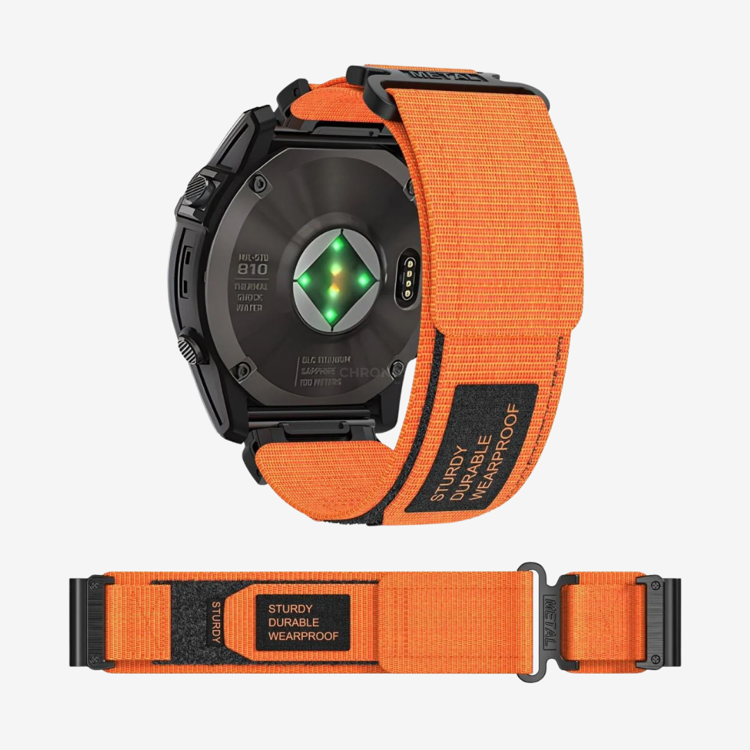 Garmin QuickFit Nylon Canvas Loop Velcro Band - Orange / 22mm - Watch Band