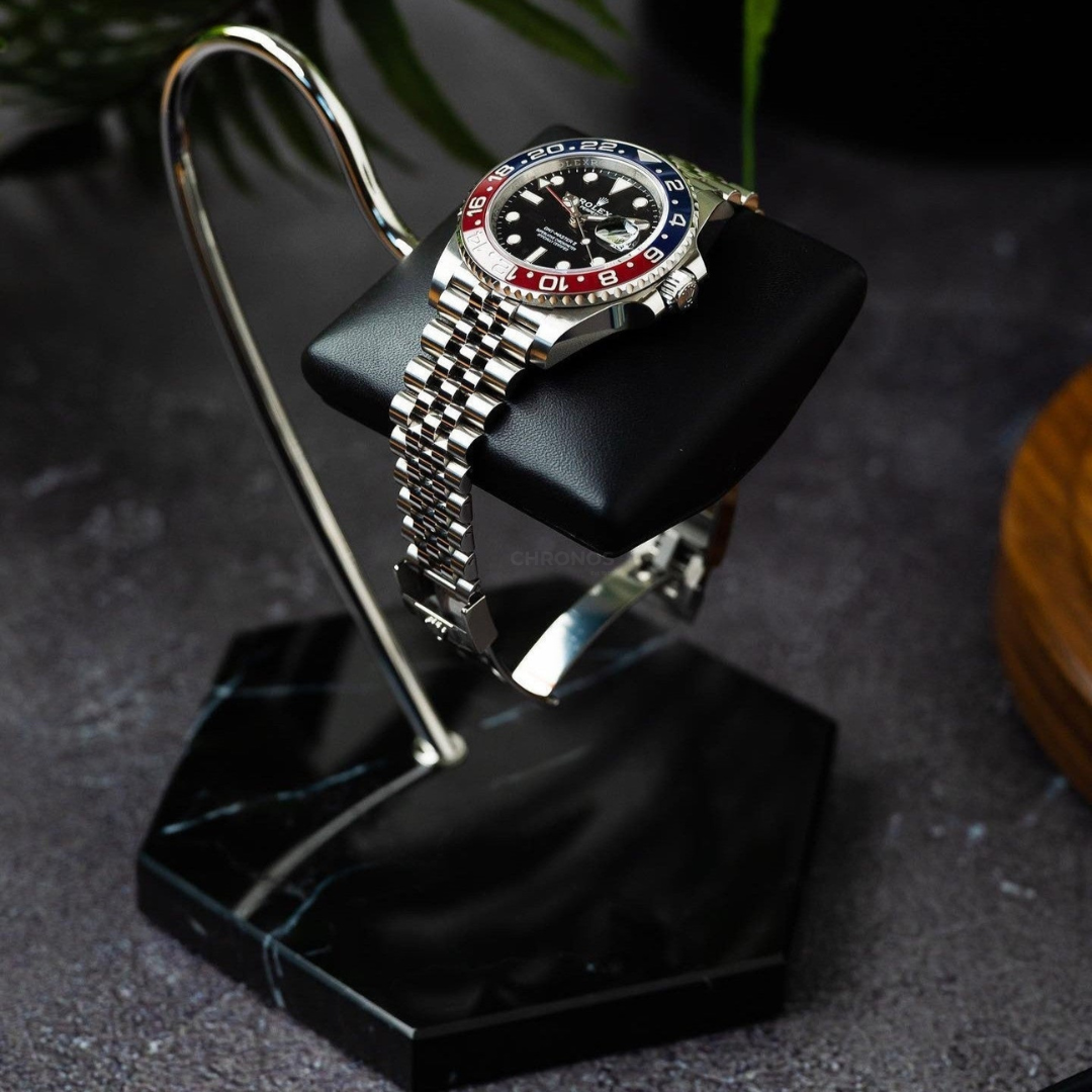 Hexagonal Watch Stand - Single Cushion Black - WATCH STAND