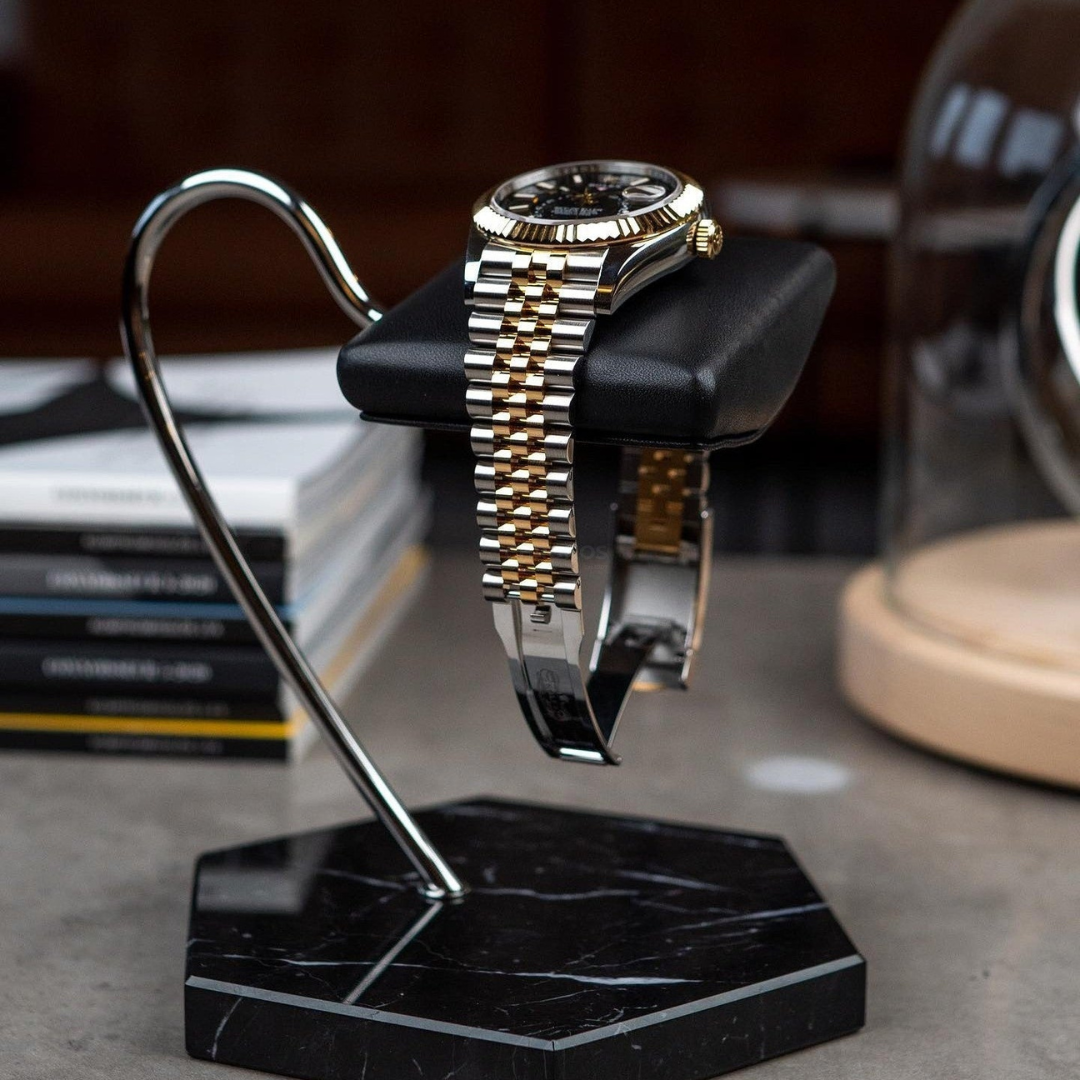 Support pour montre hexagonal - Coussin simple noir - SUPPORT POUR MONTRE