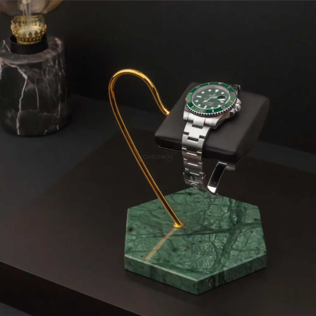 Hexagonal Watch Stand - Single Cushion Green - WATCH STAND