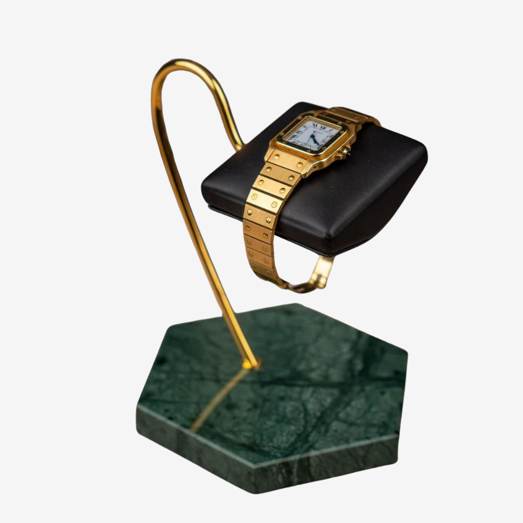 Support pour montre hexagonal - Coussin simple vert - SUPPORT POUR MONTRE