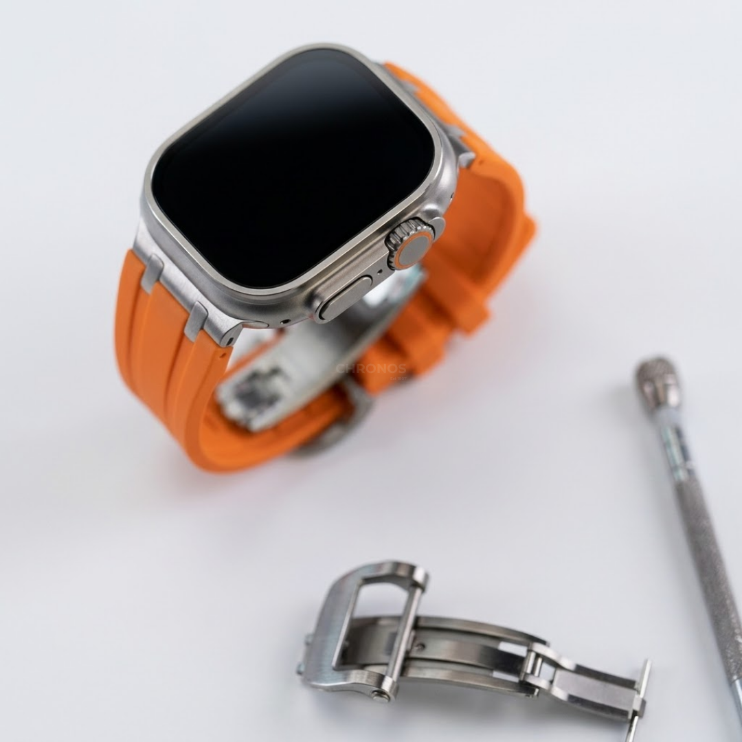 NEW AP Thick Silicone Band With Titanium Adapter For Apple Watch - Watch Band