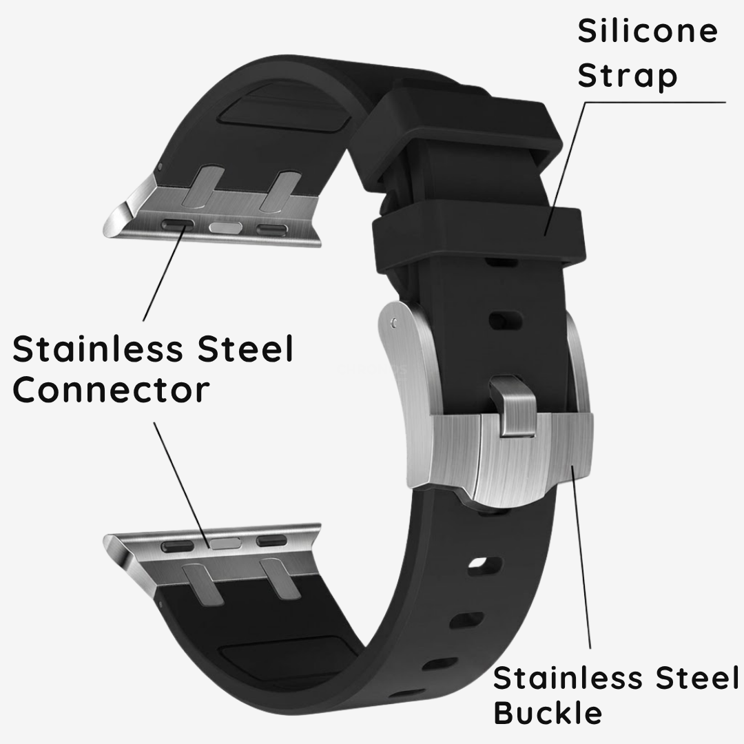 NEW AP Thick Silicone Band With Titanium Adapter For Apple Watch - Watch Band