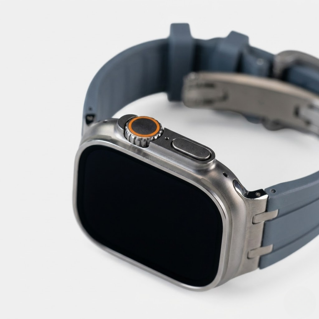 NEW AP Thick Silicone Band With Titanium Adapter For Apple Watch - Watch Band