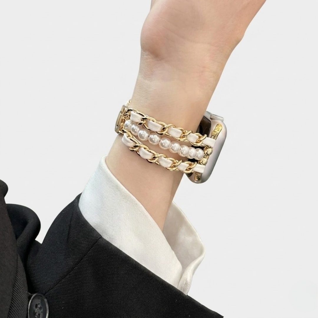 Pearl Metal Link Bracelet - Watch Band