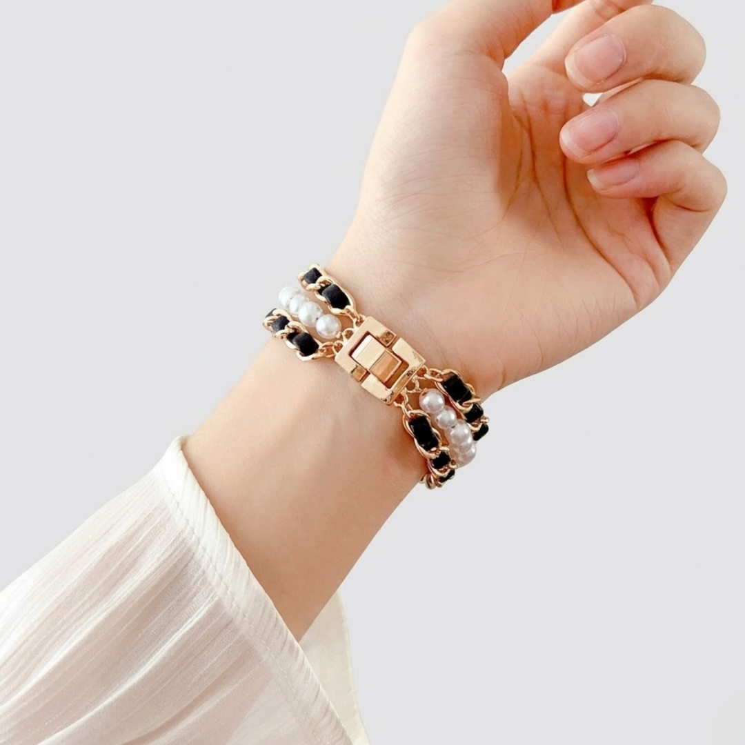 Pearl Metal Link Bracelet - Watch Band