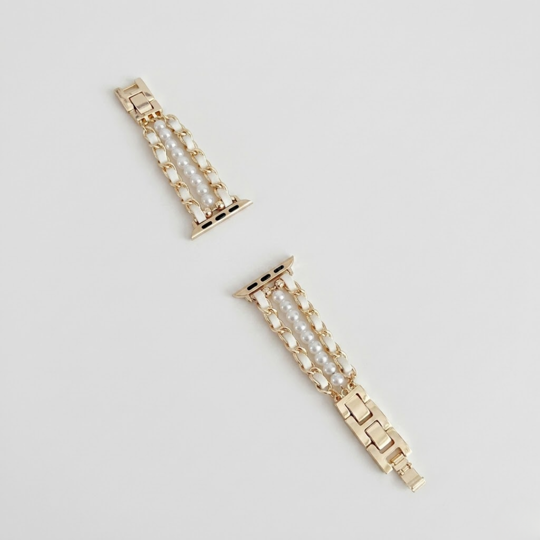 Pearl Metal Link Bracelet - Watch Band