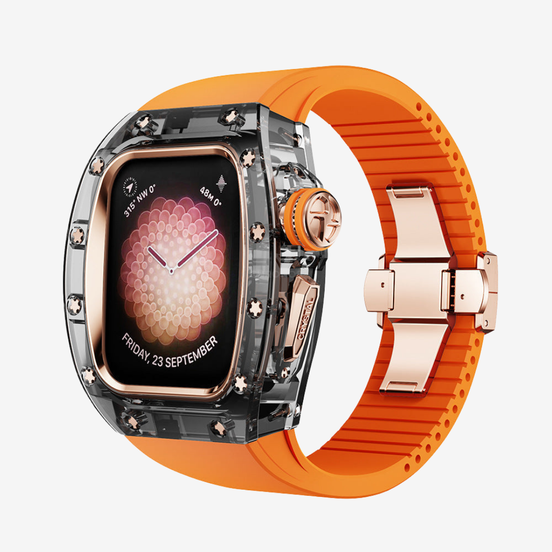 RM Crystaluxe Series - Fluororubber Band Crystal Case Retrofit Kit For Apple Watch - Watch Case